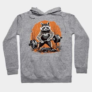 raccoon lifting weight Hoodie